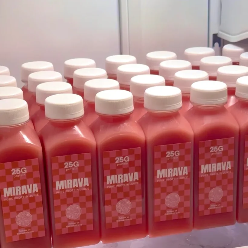 MIRAVA bottles lined up